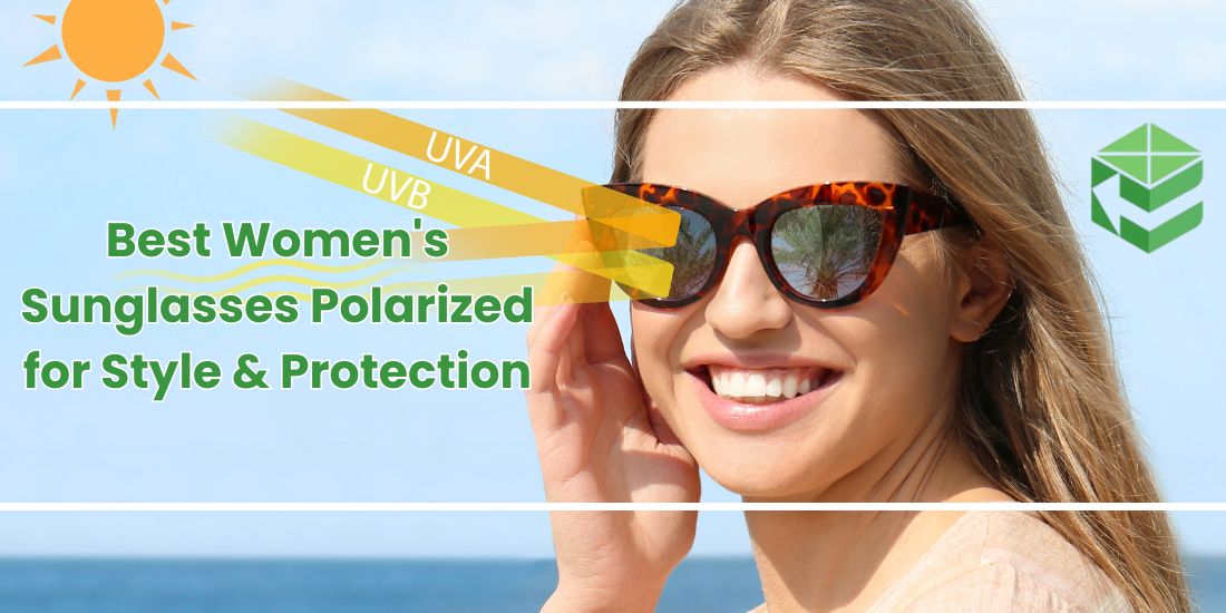 Stylish womens sunglasses polarized worn outdoors for UV protection