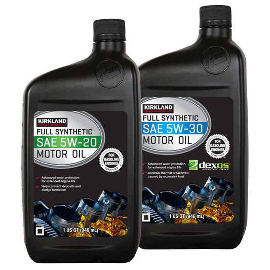 Kirkland Signature 1-Quart 5W20 & 5W30 Full Synthetic Motor Oil, 12-pack