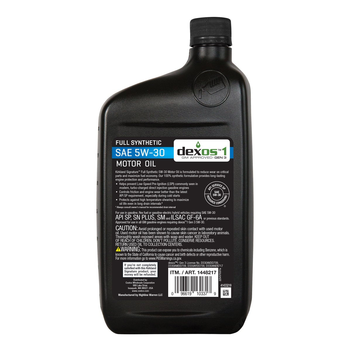 Kirkland Signature 1-Quart 5W20 & 5W30 Full Synthetic Motor Oil, 12-pack
