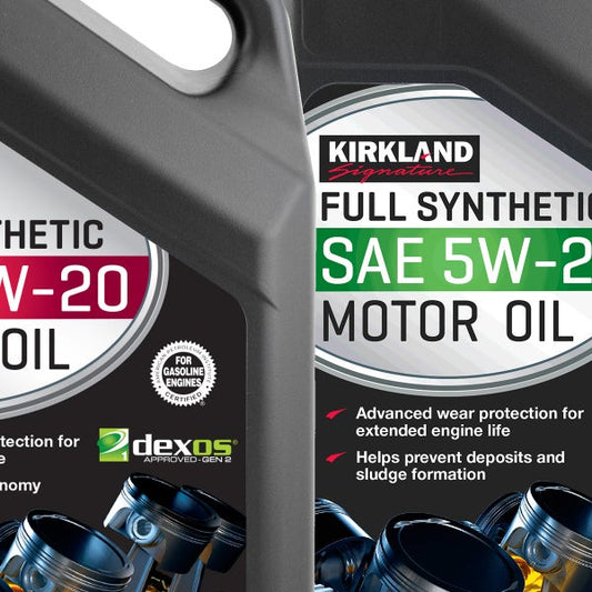 Kirkland Signature 5-Quart 0W20 & 5W20 Full Synthetic Motor Oil, 4-pack