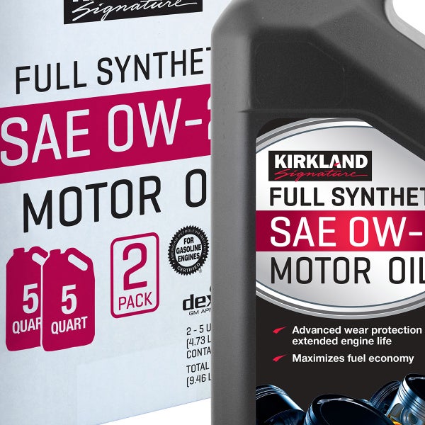 Kirkland Signature 5-Quart 0W20 & 5W20 Full Synthetic Motor Oil, 4-pack