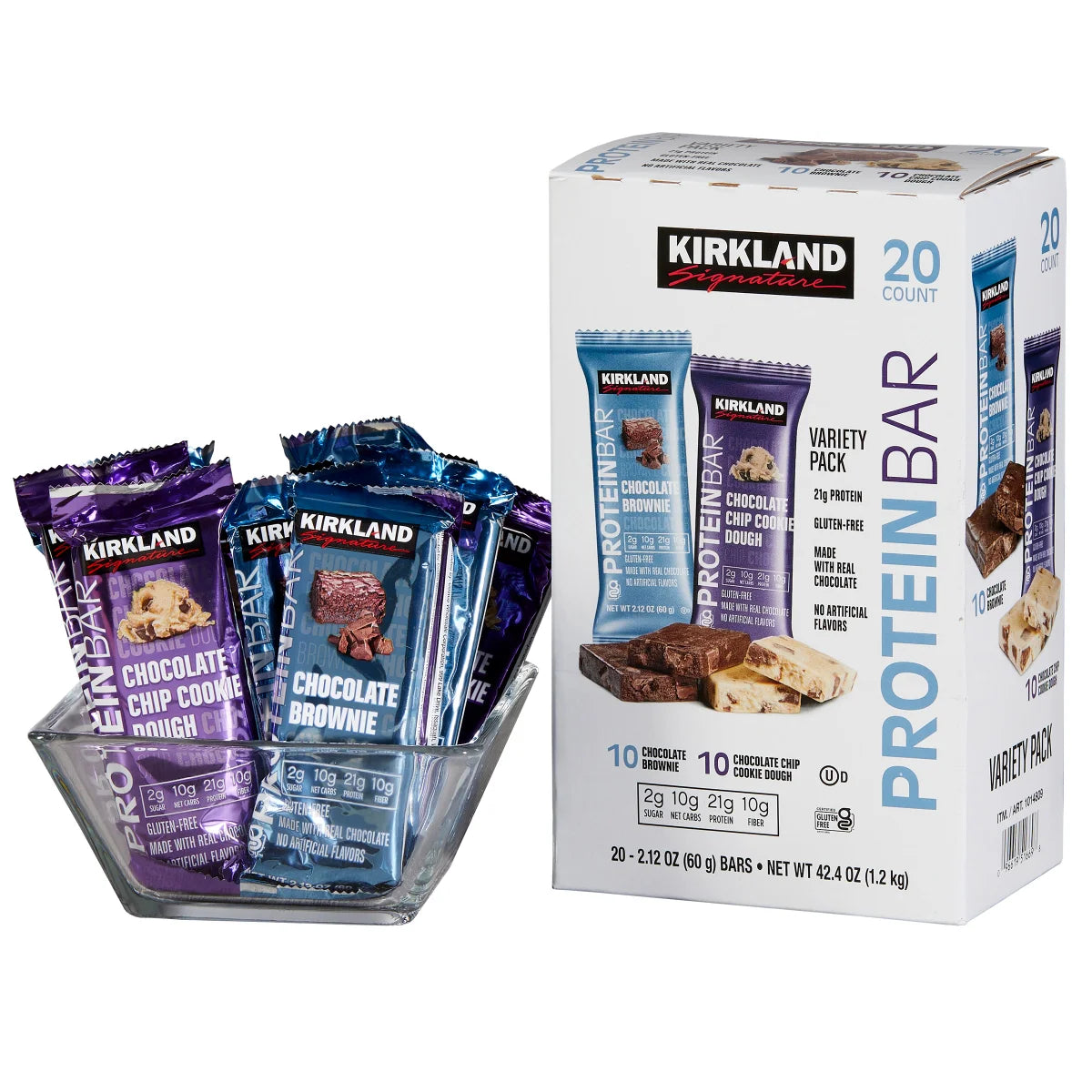 Kirkland Signature Protein Bar, Variety Pack, 2.12 oz, 20-count