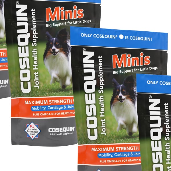Cosequin Minis Maximum Strength with MSM Plus Omega-3’s Joint Health Supplement for Dogs, 45ct Soft Chews, 4-pack