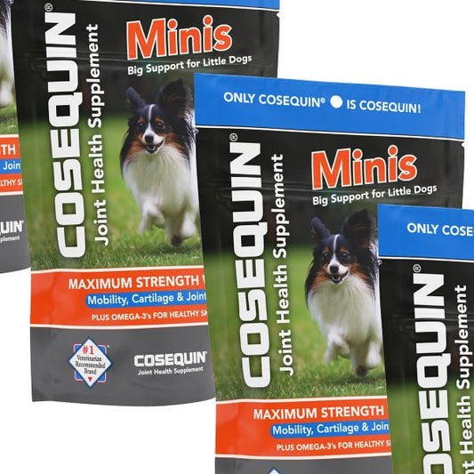 Cosequin Minis Maximum Strength with MSM Plus Omega-3’s Joint Health Supplement for Dogs, 45ct Soft Chews, 4-pack