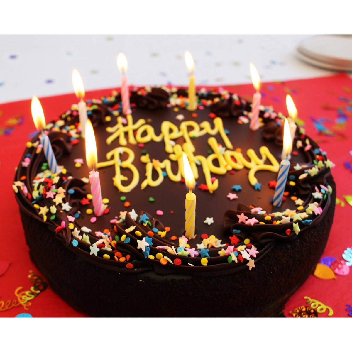 David's Cookies Chocolate Fudge Birthday Cake, 3.75 lbs. Includes Party Pack (16 Servings)