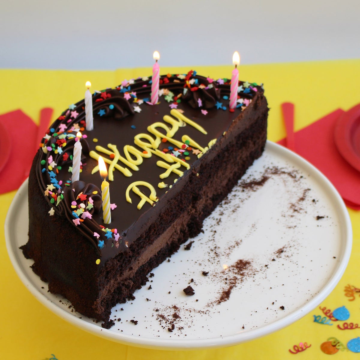 David's Cookies Chocolate Fudge Birthday Cake, 3.75 lbs. Includes Party Pack (16 Servings)