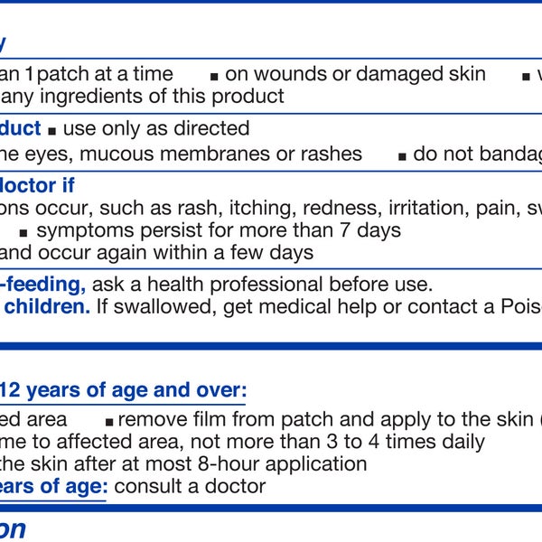 Salonpas LIDOCAINE 4% Pain Relieving Gel-Patch, 15 Patches