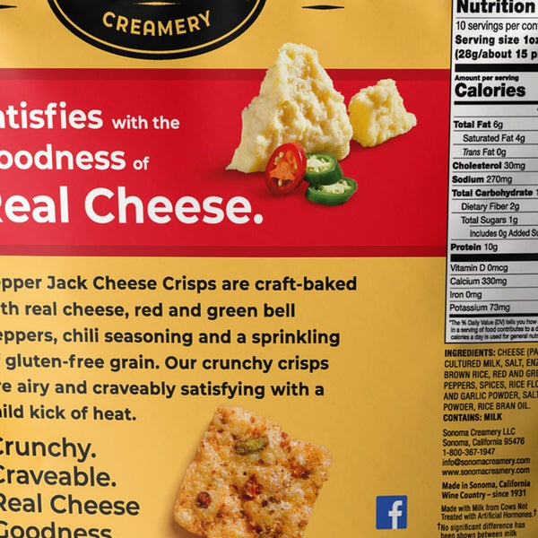 Sonoma Creamery Pepper Jack Crisps, 10 oz