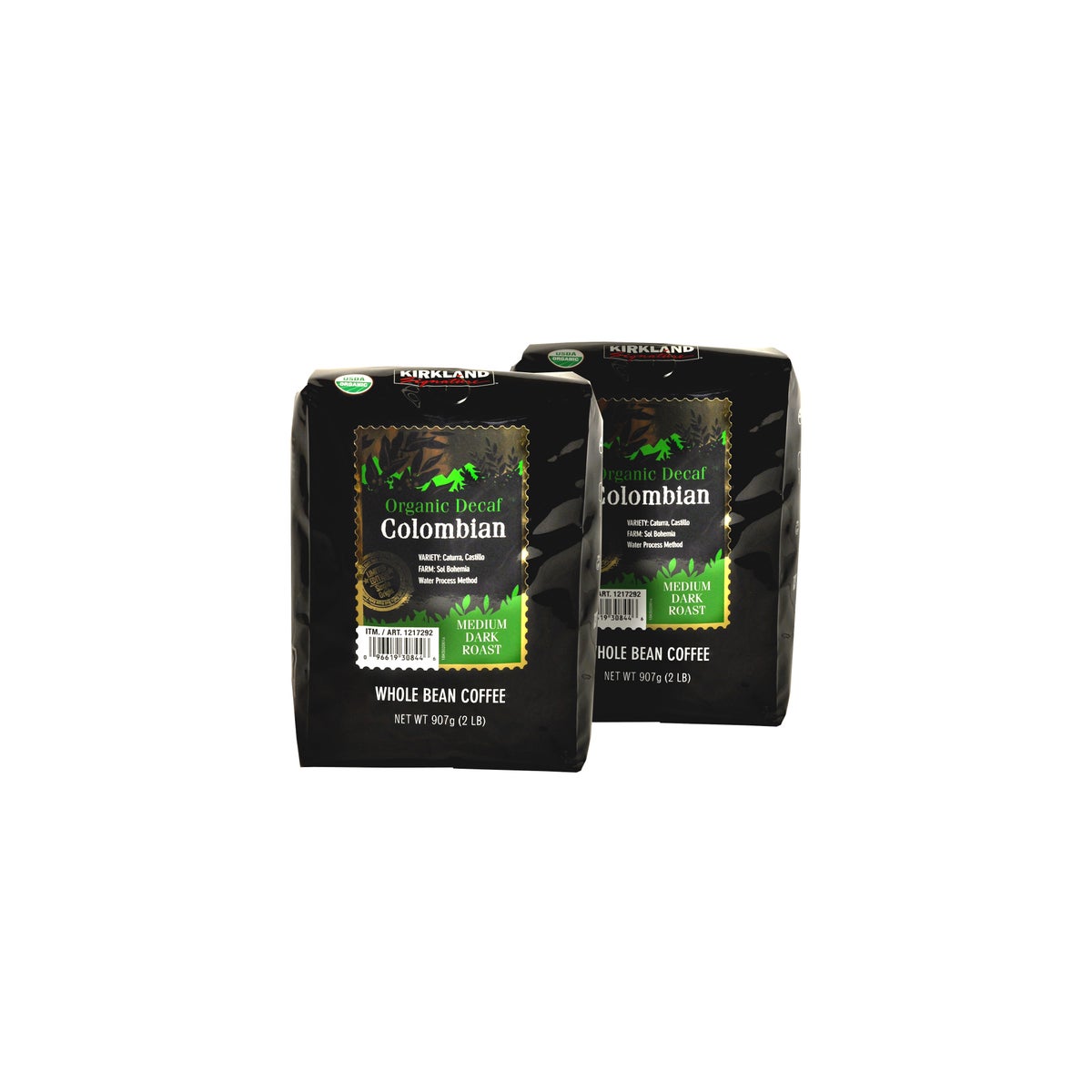 Kirkland Signature Organic Colombian Decaf Whole Bean Coffee, 2 lbs