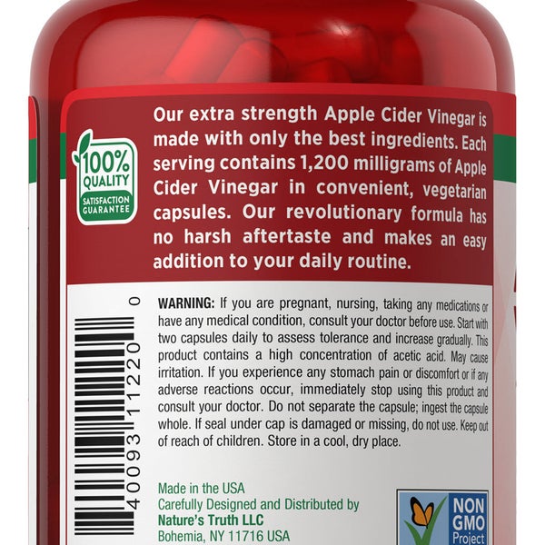 Nature's Truth Apple Cider Vinegar 1200 mg., 180 Capsules
