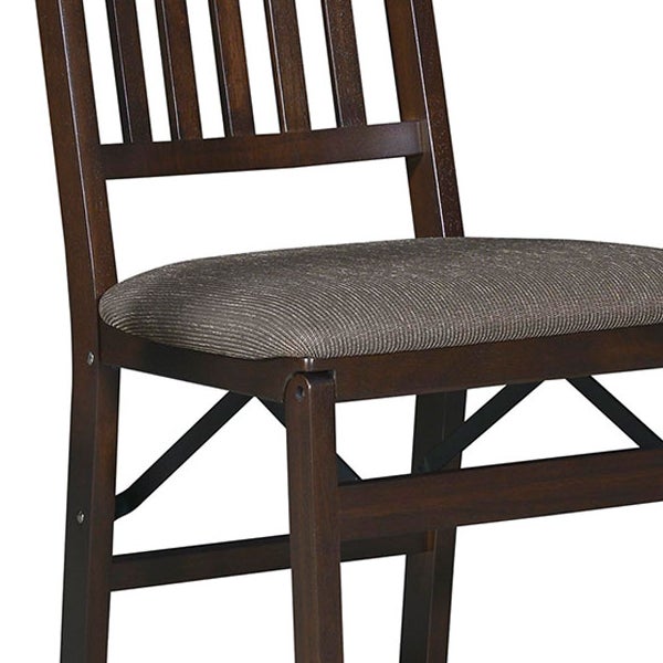 Stakmore Wood Folding Chair with Upholstered Seat, Espresso, 2-pack
