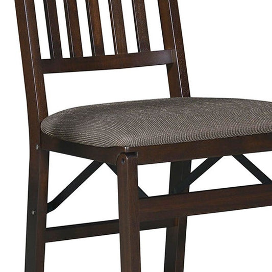 Stakmore Wood Folding Chair with Upholstered Seat, Espresso, 2-pack