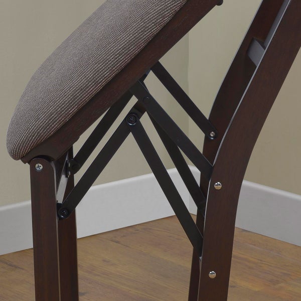 Stakmore Wood Folding Chair with Upholstered Seat, Espresso, 2-pack