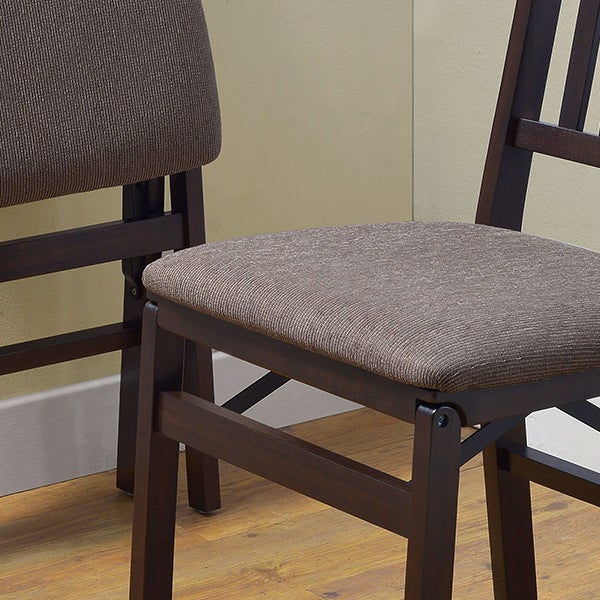 Stakmore Wood Folding Chair with Upholstered Seat, Espresso, 2-pack