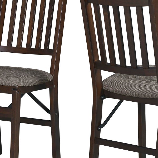 Stakmore Wood Folding Chair with Upholstered Seat, Espresso, 2-pack