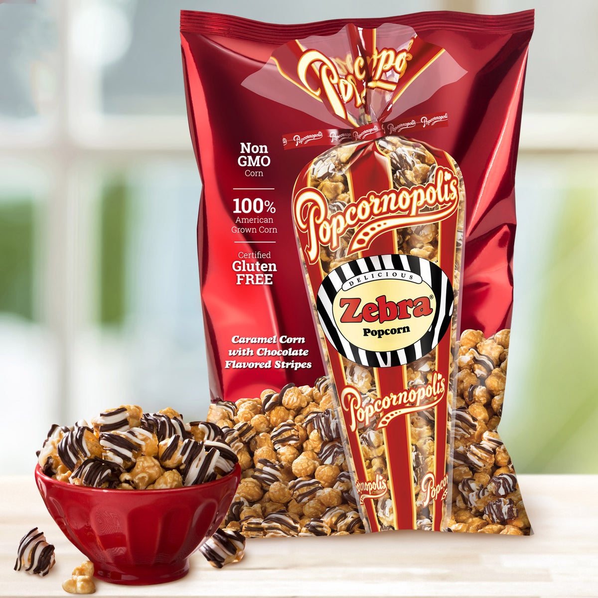 Popcornopolis Zebra Popcorn 24 oz, 3-count