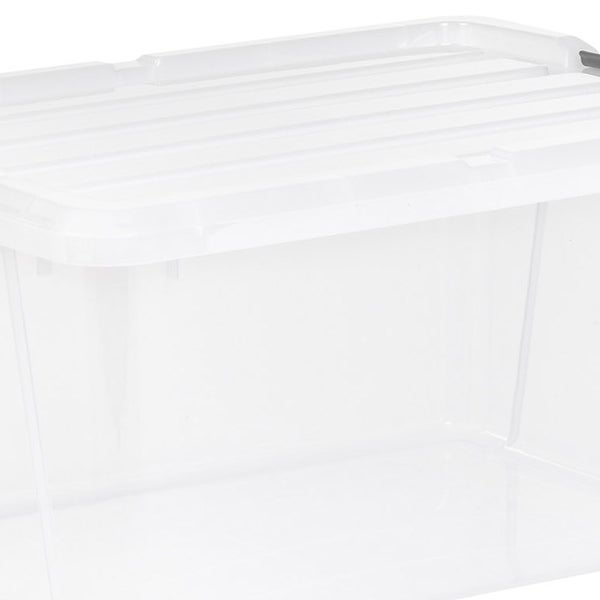 IRIS 45QT Clear Storage Bin with Buckles, 6-pack