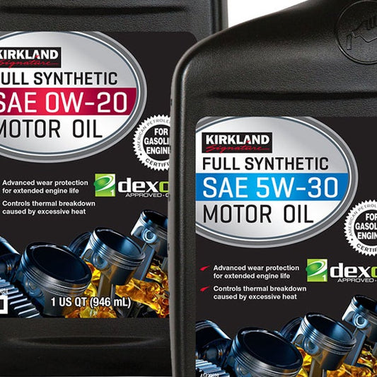 Kirkland Signature 1-Quart 0W20 & 5W30 Full Synthetic Motor Oil, 12-pack