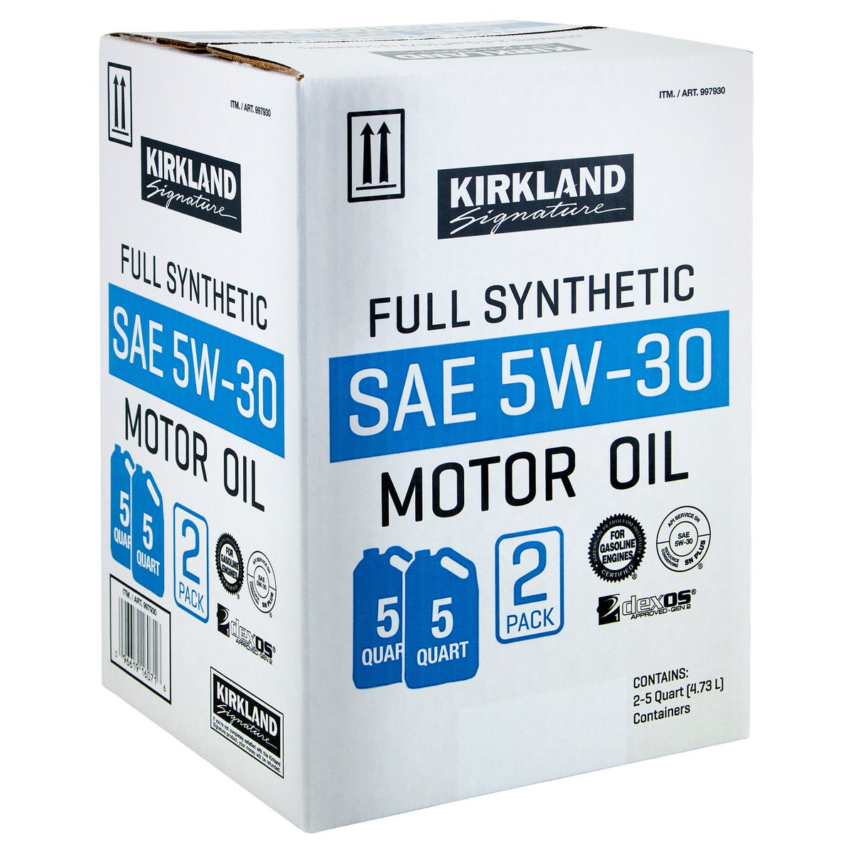 Kirkland Signature 5-Quart 0W20 & 5W30 Full Synthetic Motor Oil, 4-pack