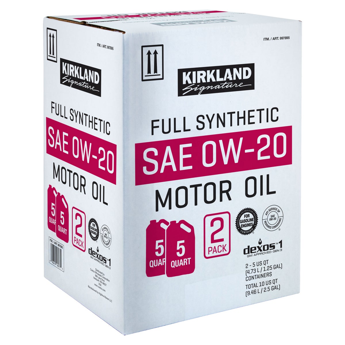 Kirkland Signature 5-Quart 0W20 & 5W30 Full Synthetic Motor Oil, 4-pack
