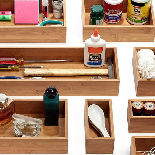 Seville Classics 10-piece Bamboo Storage Box Organizer Set