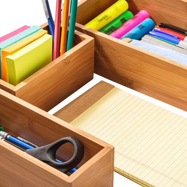 Seville Classics 10-piece Bamboo Storage Box Organizer Set
