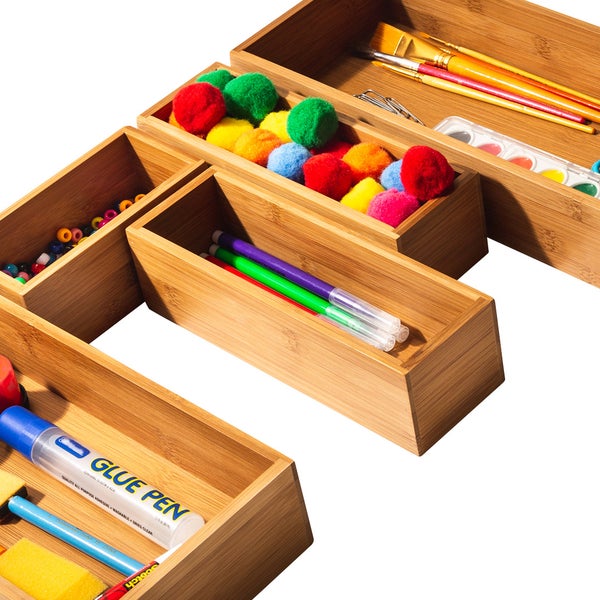 Seville Classics 10-piece Bamboo Storage Box Organizer Set