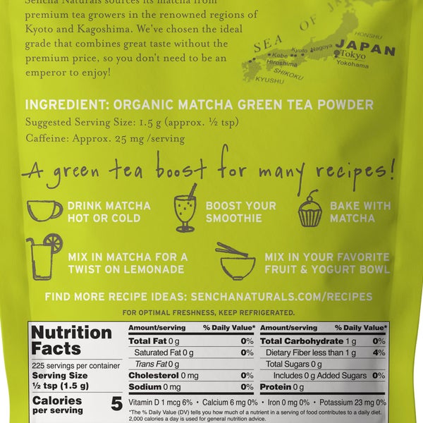 Sencha Naturals Everyday Matcha Green Tea Powder, 3-pack