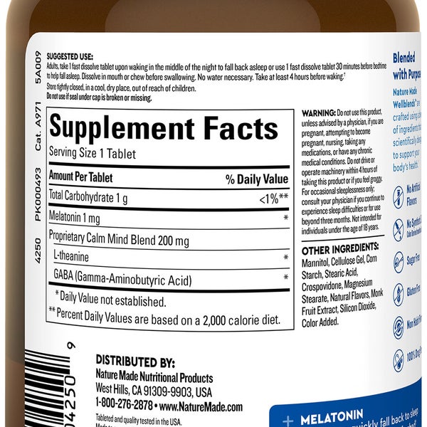 Nature Made Wellblends Back To Sleep, 120 Fast Dissolve Tablets