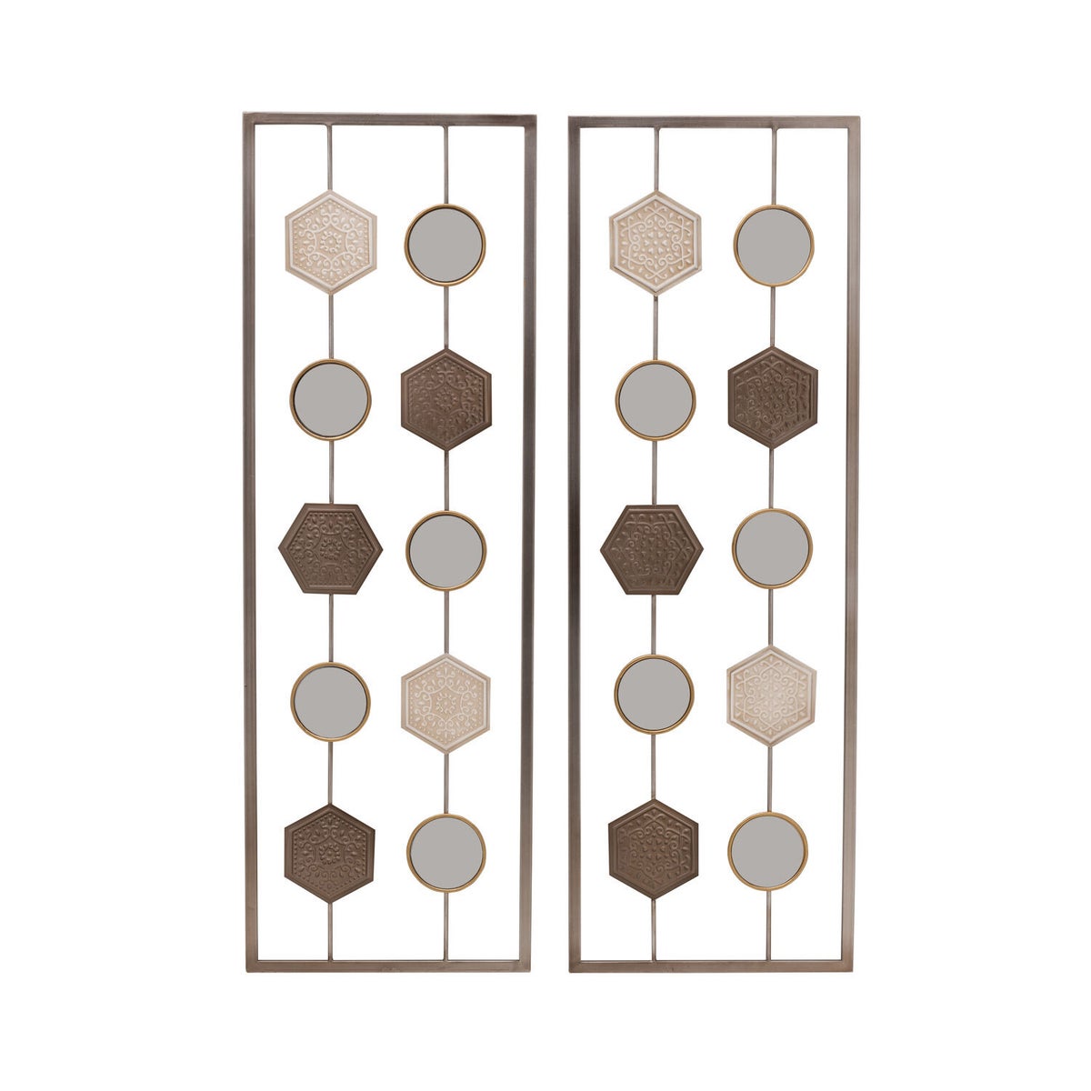 Elements Set of 2 Metal Geometric Wall Décor Panels