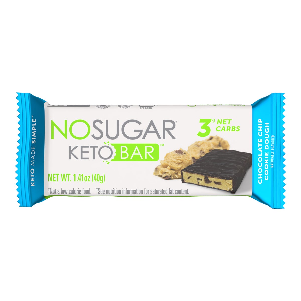 No Sugar Keto Bar Chocolate Chip Cookie Dough (12-count) 2-Pack
