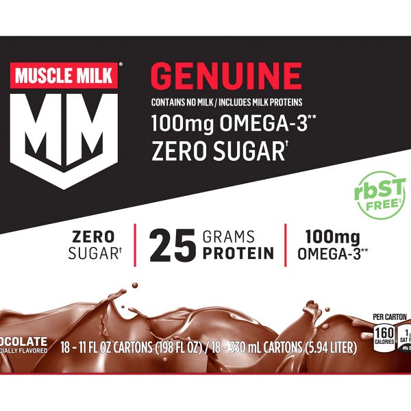 Muscle Milk Genuine Protein Shake Chocolate, 11 fl oz, 18-pack