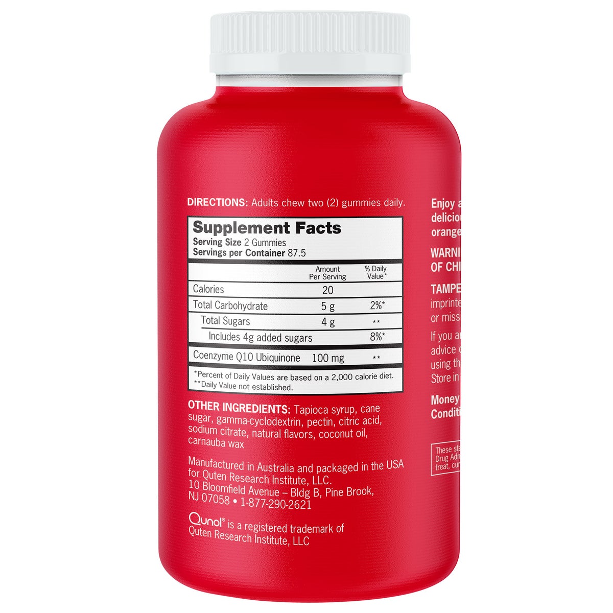 Qunol CoQ10 100 mg., 175 Gummies
