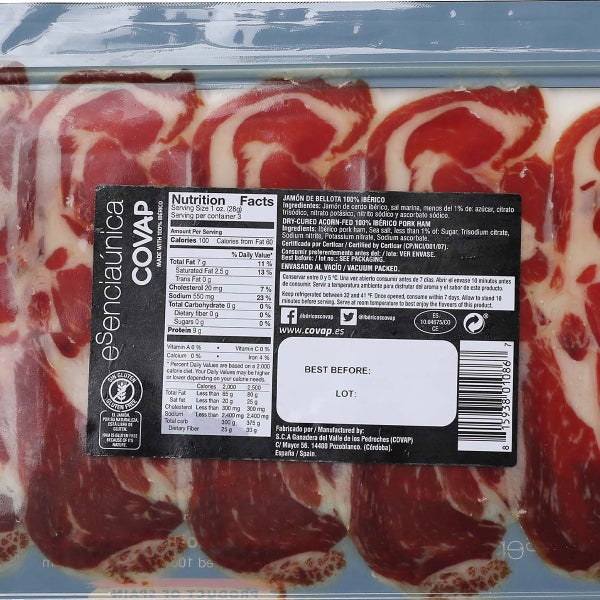 Dry-Cured Acorn-Fed 100% Iberico Sliced Ham 3 oz, 3-pack
