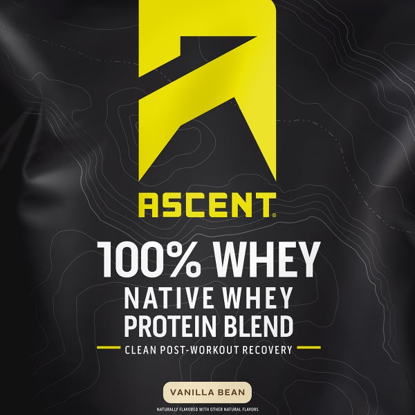 Ascent 100% Whey, Native Whey Protein Blend, Vanilla Bean, 4.25 lbs