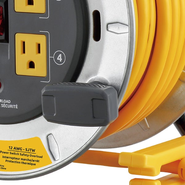 Link2Home Professional Grade Metal Cord Reel 50ft 12AWG Extension Cord