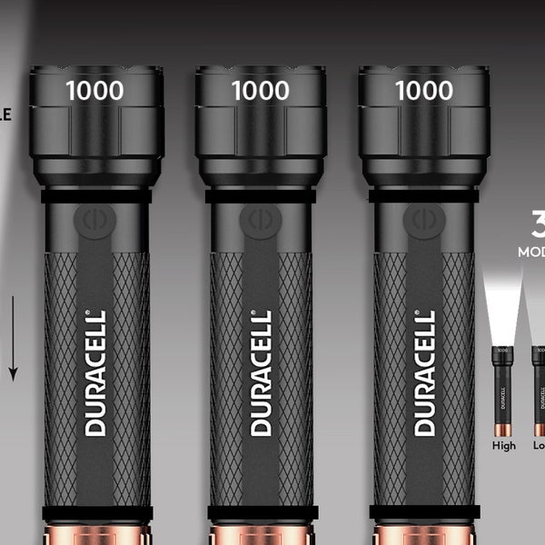 Duracell 1000LM 4AAA LED Flashlight, 3-pack