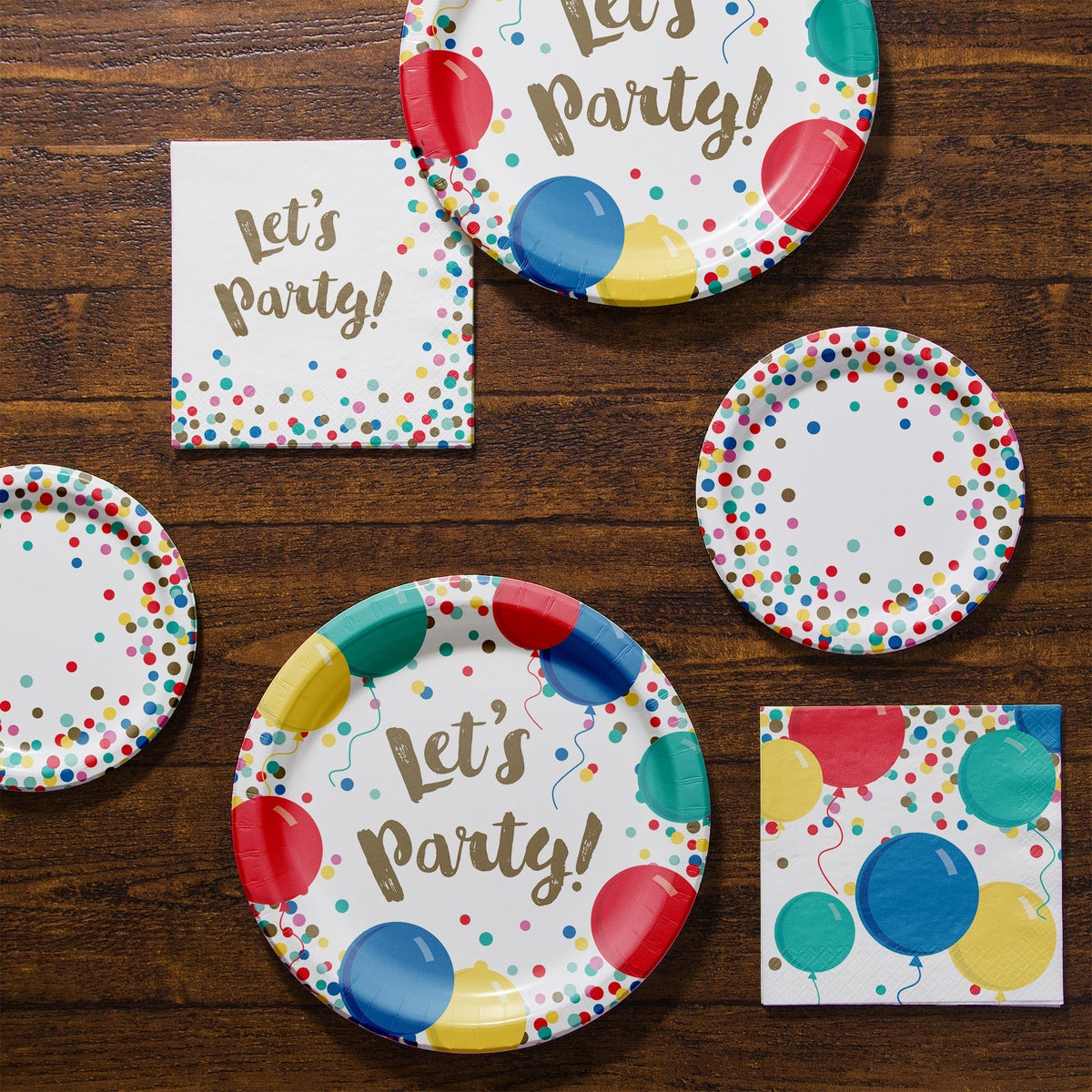Artstyle Paper Plate & Napkin Bundle, Confetti Celebration, 200-count
