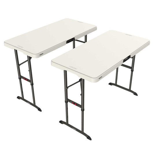 Lifetime 4-Foot Commercial Adjustable Height Folding Table (2-pack)