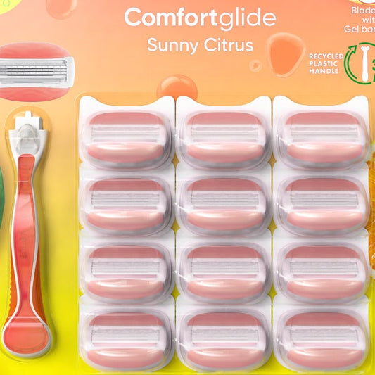 Gillette Venus Comfort Glide Sunny Citrus, 1 Razor + 12 Cartridges Gel