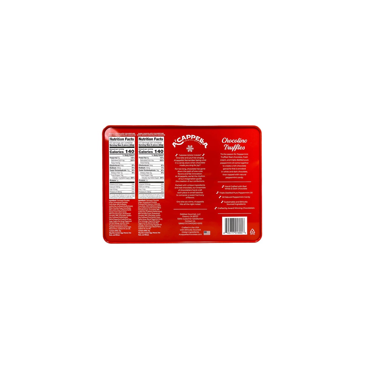 A'cappella 18 Peppermint Chocolino Truffle Tin, 2-pack