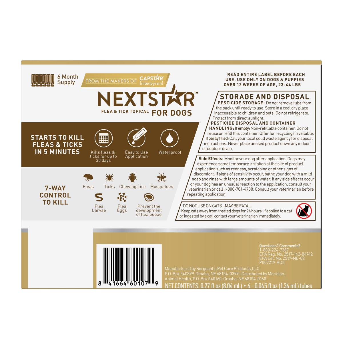 NEXTSTAR Flea & Tick Topical Prevention for Dogs 23-44 lbs, 6-Month Supply