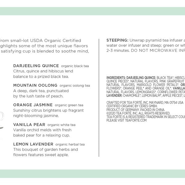 Tea Forte Lotus Spa Bundle, 25 Tea Packs and One Cup