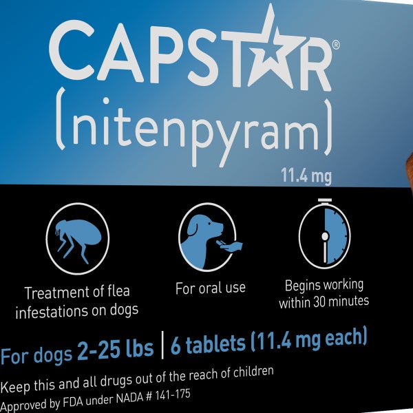 Capstar Oral Flea Tablets for Dogs 2-25 lbs, 6-count Tablets, 2-pack