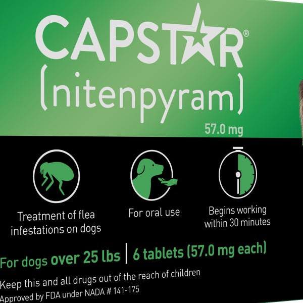 Capstar Oral Flea Tablets for Dogs Over 25 lbs, 6-count Tablets, 2-pack