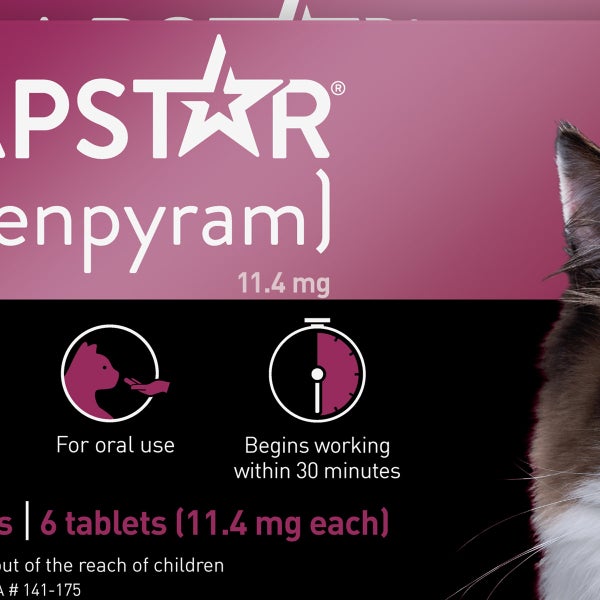 Capstar Oral Flea Tablets for Cats 2-25 lbs, 6-count Tablets, 2-pack