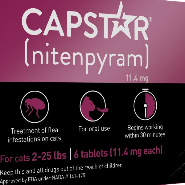 Capstar Oral Flea Tablets for Cats 2-25 lbs, 6-count Tablets, 2-pack