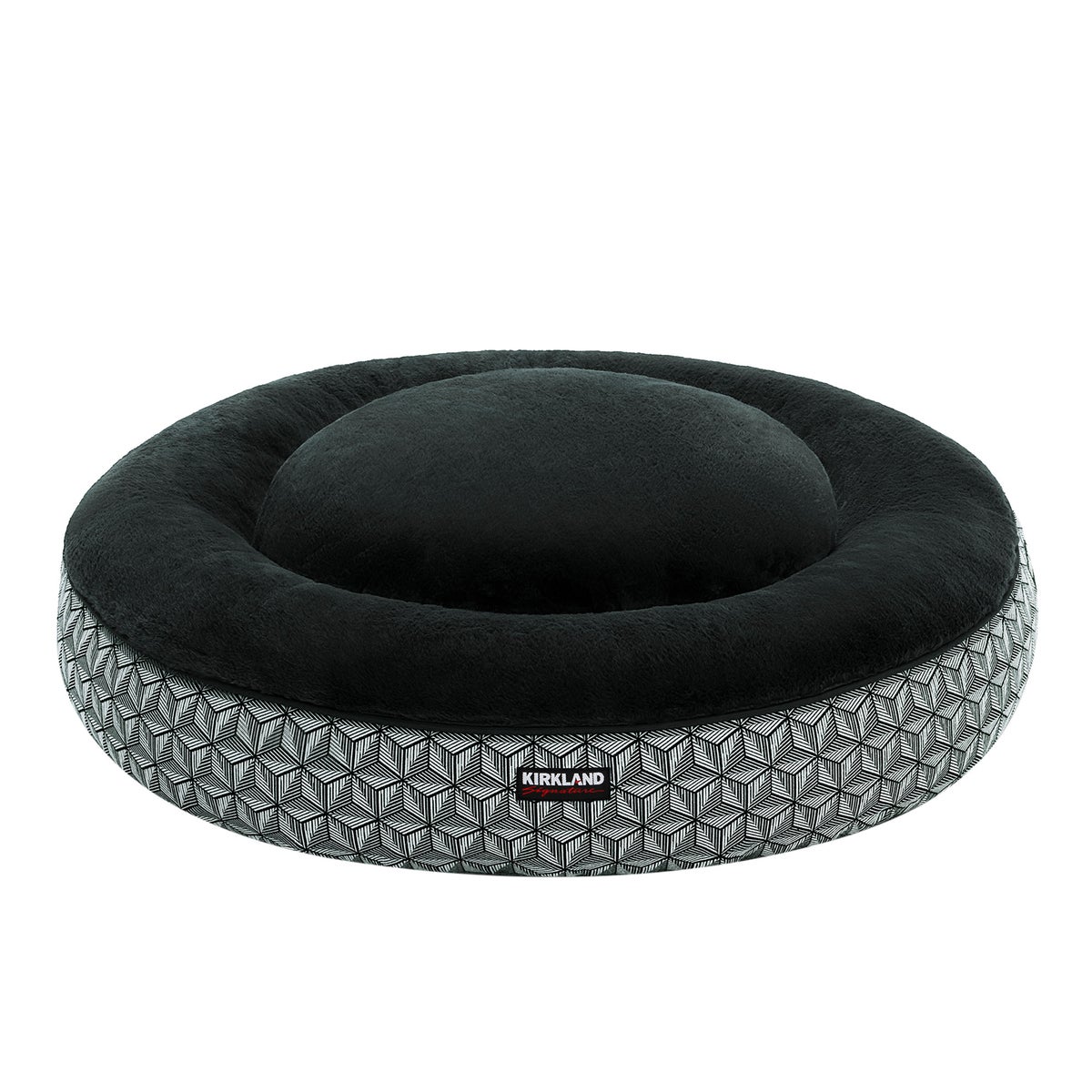 Kirkland Signature 40” Round Nest Pet Bed, Black Geometric