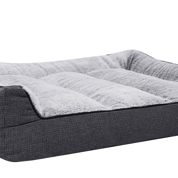 Kirkland Signature Rectangular Bolster 46" x 36" Pet Bed, Black and White Houndstooth