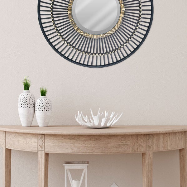 Mikasa Fenway 30" Round Bamboo Mirror